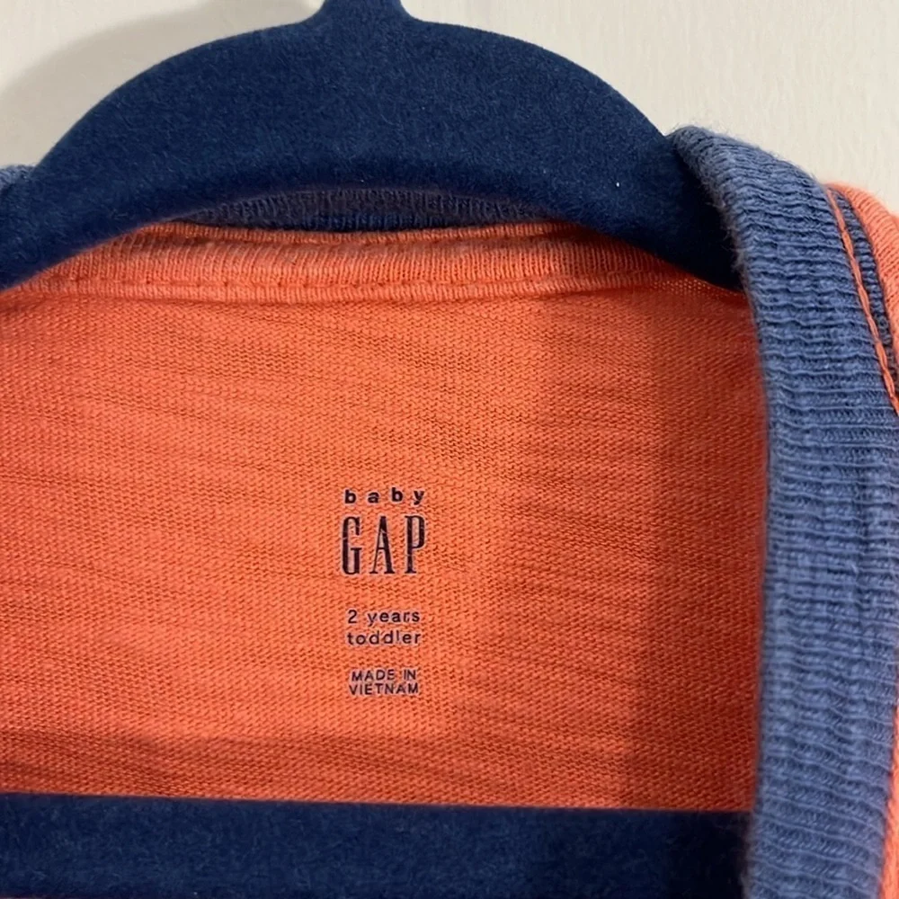 BABY GAP Toddler 2T Island Ocean Graphic Tee Short Sleeve Cotton Orange Navy